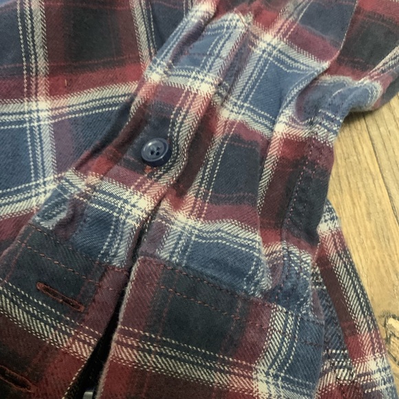 VANS Off The Wall Mens Red White Blue Plaid Flannel Button Up Shirt Size L - Picture 5 of 7